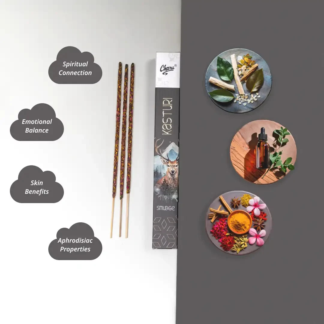 Kasturi Smudge Incense Sticks - (Pack of 20 sticks)