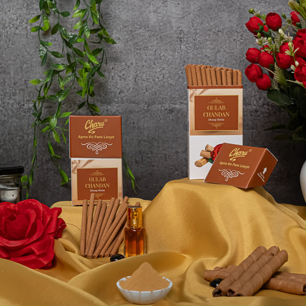 Gulab Chandan Dhoop Sticks (Pack of 27 Sticks)