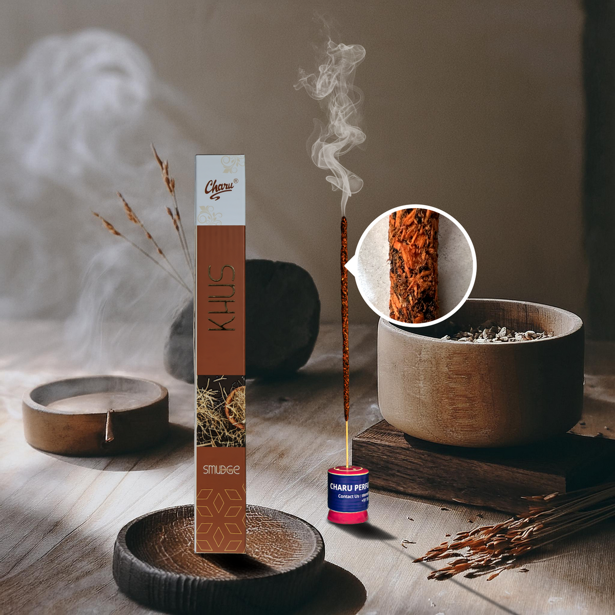 Khus Smudge Incense Sticks - (Pack of 20 sticks)