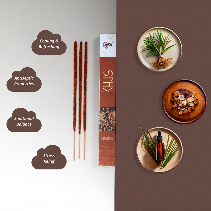 Khus Smudge Incense Sticks - (Pack of 20 sticks)